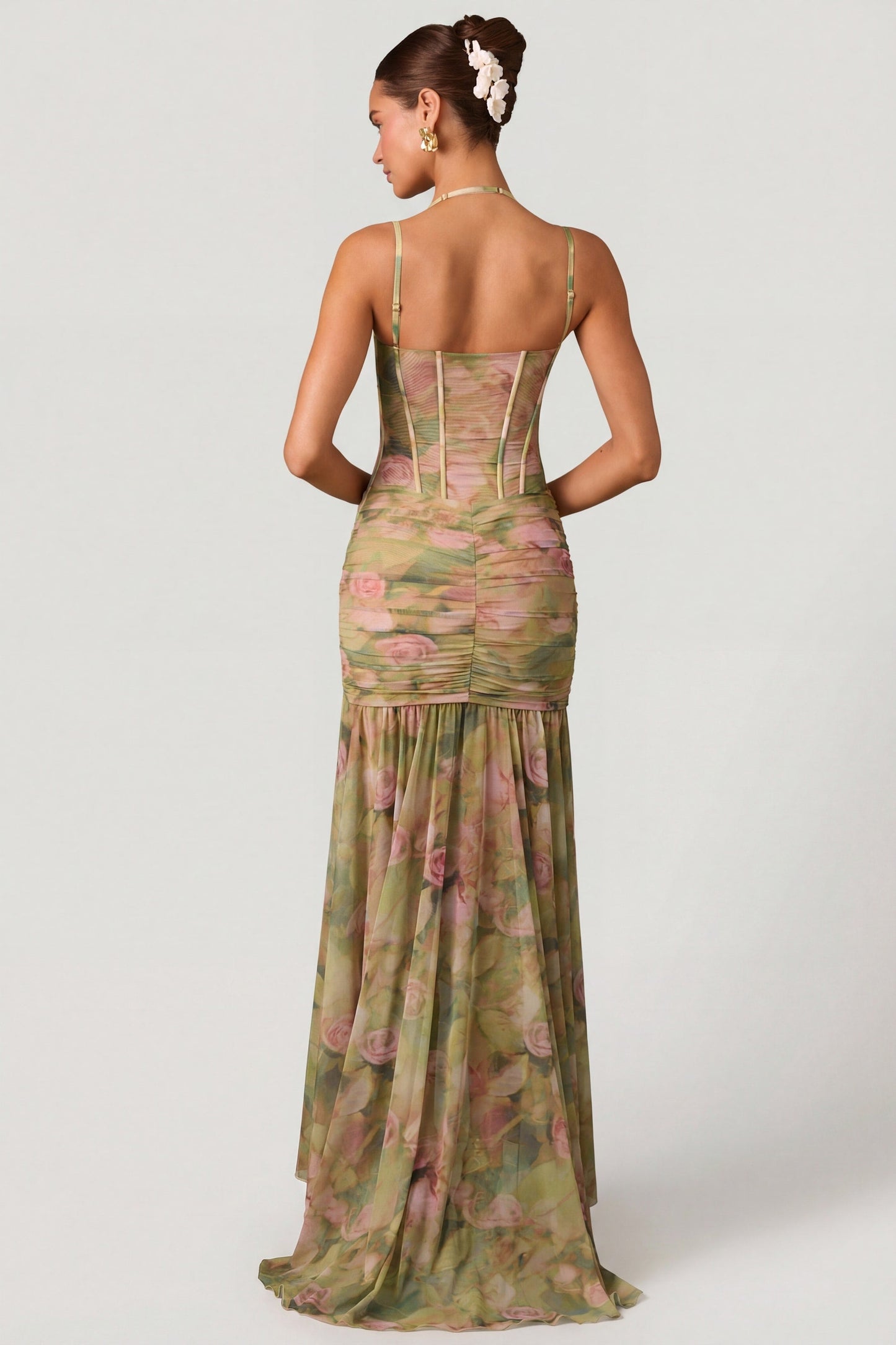 Women's Floral Maxi Dress | Elegant Halter Corset Evening & Wedding Guest Dress