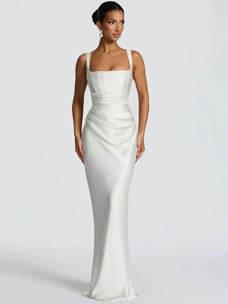Women's Cowl Neck Sleeveless Fitted Maxi Evening Dress Wedding Guest