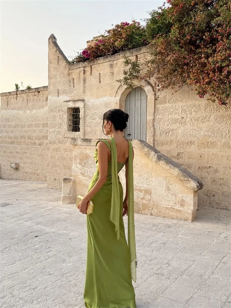 Women's Cowl Neck Sleeveless Fitted Maxi Evening Dress Wedding Guest