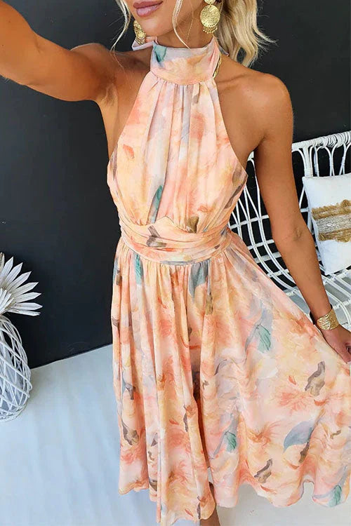 Halter Neck Maxi Dress for Women | Sleeveless Formal Wedding Guest Dress | Elegant Evening Gown
